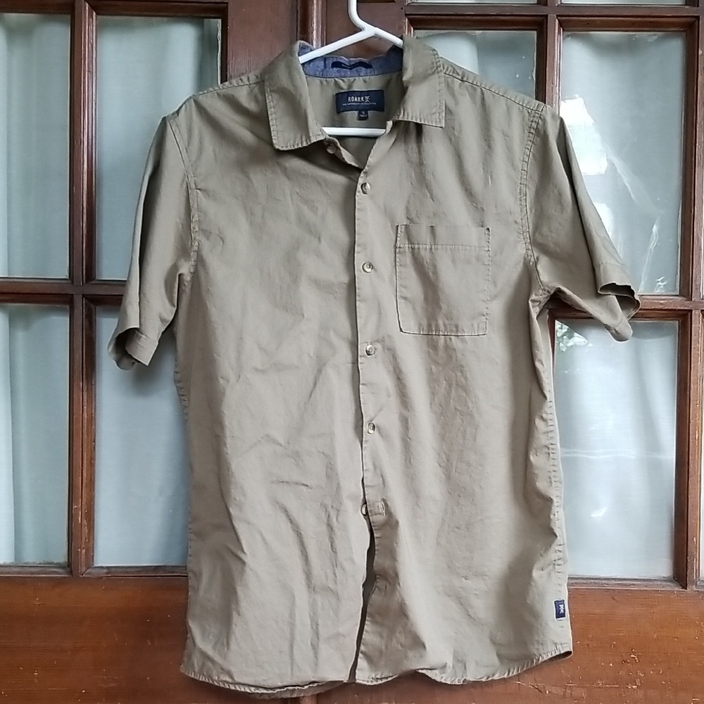 Roark dark taupe or pale olive shirt